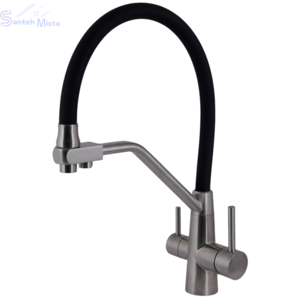 Комплект кухонной мойки Kraft NANO BLACK PVD HS54*48 (3.0/1.0 мм) декор SM2509 фото