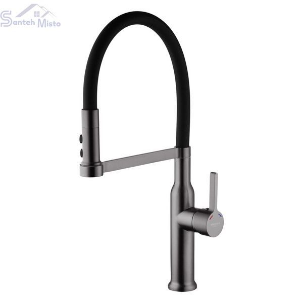 Комплект кухонной мойки Kraft NANO BLACK PVD Декор HS50*50 (3.0/1.0 мм)+Змішувач для кухні Kroner KRP Ersel - GRP03112BLK SM2610 фото