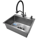 Комплект кухонной мойки Kraft NANO BLACK PVD HS54*48 (3.0/1.0 мм) декор SM2509 фото 4