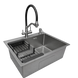 Комплект кухонной мойки Kraft NANO BLACK PVD HS54*48 (3.0/1.0 мм) декор SM2509 фото 2