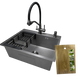 Комплект кухонной мойки Kraft NANO BLACK PVD HS54*48 (3.0/1.0 мм) декор SM2509 фото 1