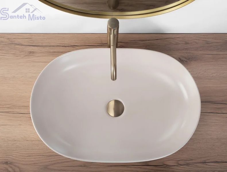 Умивальник (раковина) REA CLEO 61 BEIGE MATT бежевий накладний REA-U9655 фото