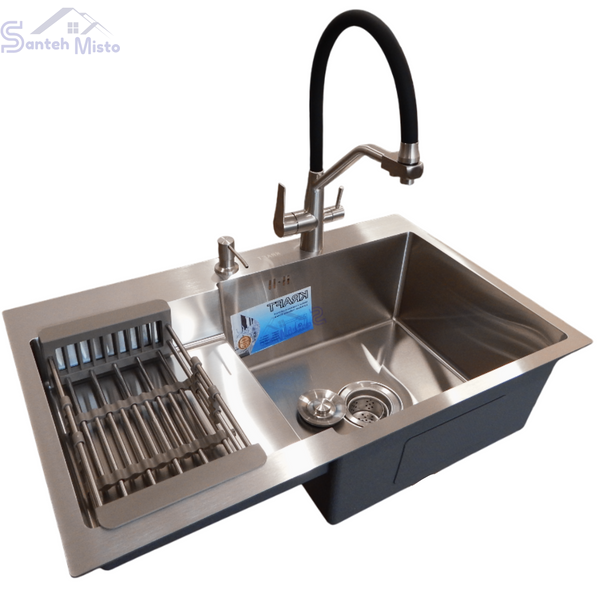 Кухонная мойка 4-в-1 (комплект) Kraft Handmade HS L 780х480 (3.0/1.0 мм) SM2058 фото