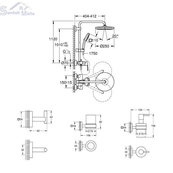 Душова система Grohe QuickFix Vitalio Comfort 26985001 з набором аксесуарів BF40961SC CV037239 фото