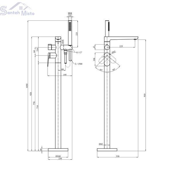 Смеситель для ванны Kroner Element 211339-3801 CV035962 фото