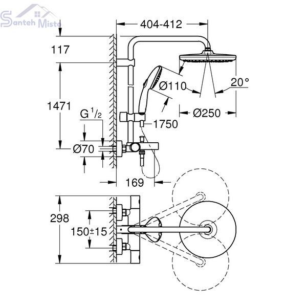 Душова система термостатична Grohe QuickFix Vitalio Start System 250 26988001 CV034497 фото