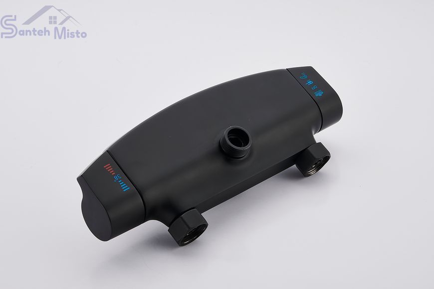 Чорна душова система з термостатом зовнішнього монтажу Nett STB-32 185 фото