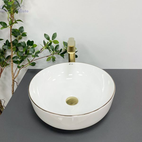 Умывальник (раковина) VBI BARI S WHITE GOLD EDGE накладной VBI-011605 фото