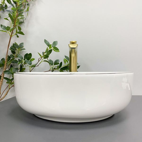 Умывальник (раковина) VBI BARI S WHITE GOLD EDGE накладной VBI-011605 фото