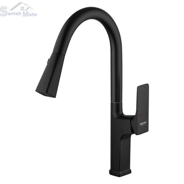 Комплект кухонної мийки Kraft HM 50х50 NANO BLACK (DECOR) PVD (3.0/1.0 мм) SМ1046 фото