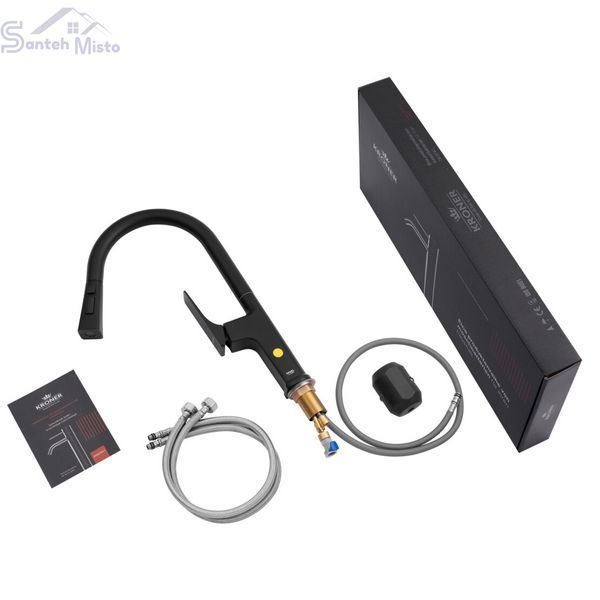 Комплект кухонної мийки Kraft HM 50х50 NANO BLACK (DECOR) PVD (3.0/1.0 мм) SМ1046 фото
