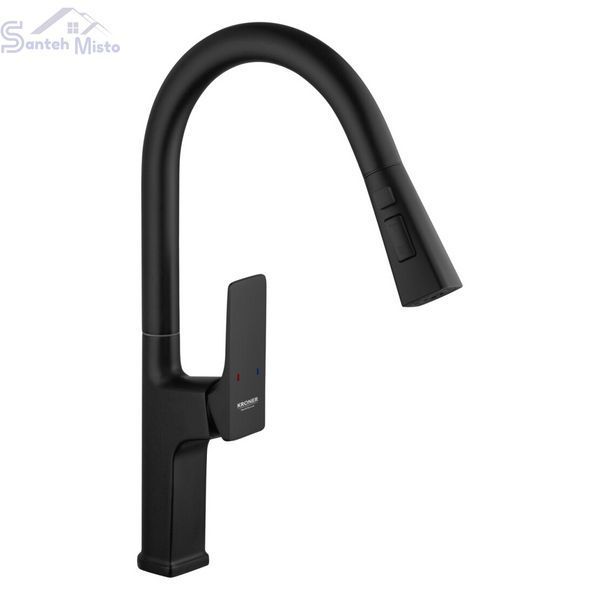 Комплект кухонної мийки Kraft HM 50х50 NANO BLACK (DECOR) PVD (3.0/1.0 мм) SМ1046 фото