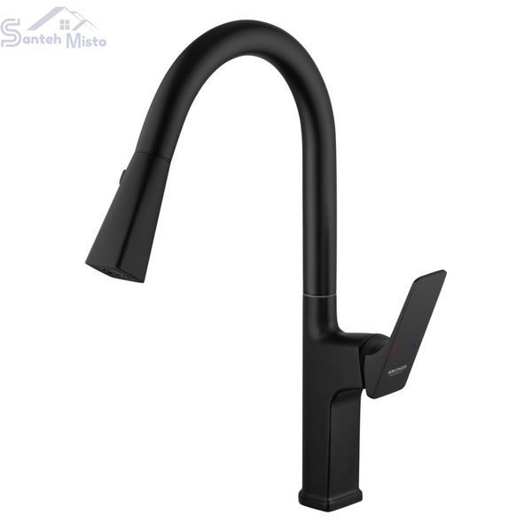 Комплект кухонної мийки Kraft HM 50х50 NANO BLACK (DECOR) PVD (3.0/1.0 мм) SМ1046 фото