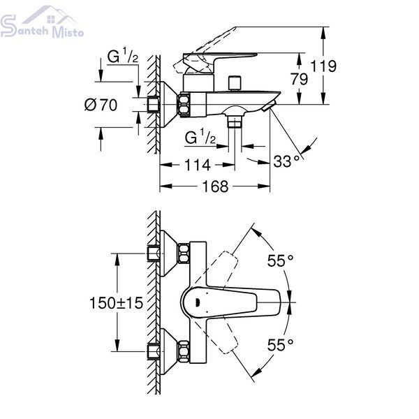 Змішувач для ванни Grohe QuickFix StartEdge 24198001 CV030595 фото