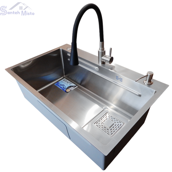 Комплект кухонної мийки Kraft HM 7546 Satin SM318 фото