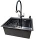 Комплект кухонної мийки Kraft графіт HS 600Х450мм NANO BLACK PVD Декор (3.0/1.0 мм)+Змішувач для кухні з підключенням до фільтра Kroner Edelstahl Klassisch - PVD03817BLK SM218095 фото 2