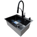 Комплект кухонной мойки Kraft NANO BLACK PVD HS60*45 (3.0/1.0 мм) декор SM10280 фото 4