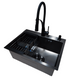 Комплект кухонной мойки Kraft NANO BLACK PVD HS60*45 (3.0/1.0 мм) декор SM10280 фото 6