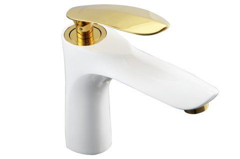 Змішувач для раковини (умивальника) MEXEN LILY WHITE GOLD низький MEX-73600-25 фото