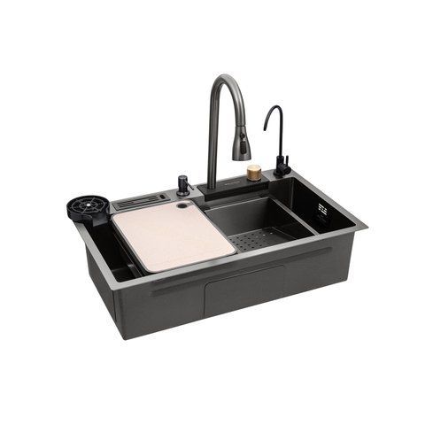 Кухонна мийка Kroner KRP Schwarze - SET7545NB PVD (3.0/0.8 мм) CV033805 фото