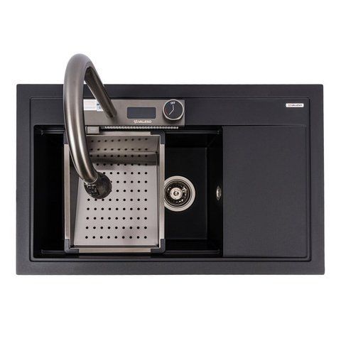 Гранитная мойка для кухни VALESO ATRUM 7950 матовая Черная 51390 фото