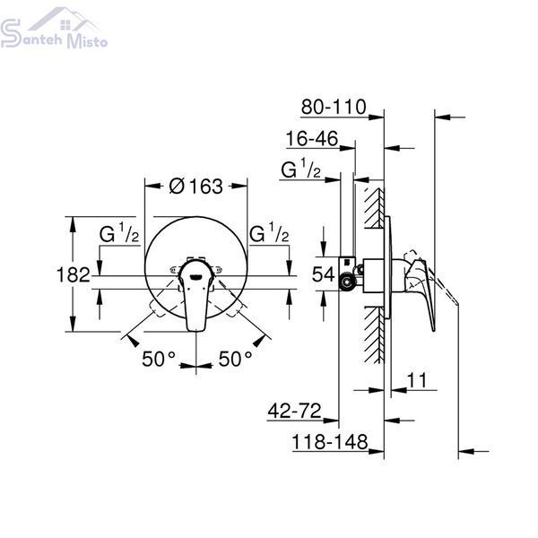 Змішувач прихованого монтажу для душу Grohe Start Flow 29116000 CV036279 фото