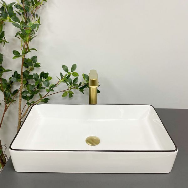 Умивальник (раковина) VBI TRIEST WHITE BLACK EDGE накладний VBI-012710 фото