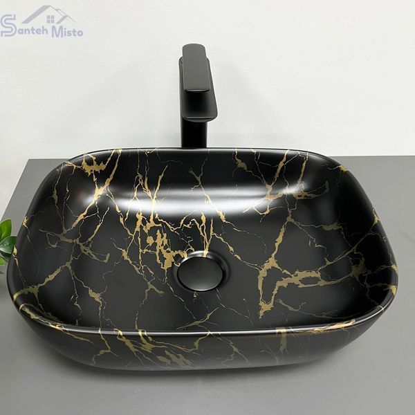 Умивальник (раковина) VBI RAVENNA MARBLE BLACK MATT накладний VBI-011209 фото