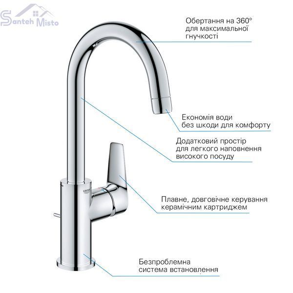 Смеситель для раковины Grohe QuickFix StartEdge L-Size 24201001 CV030596 фото