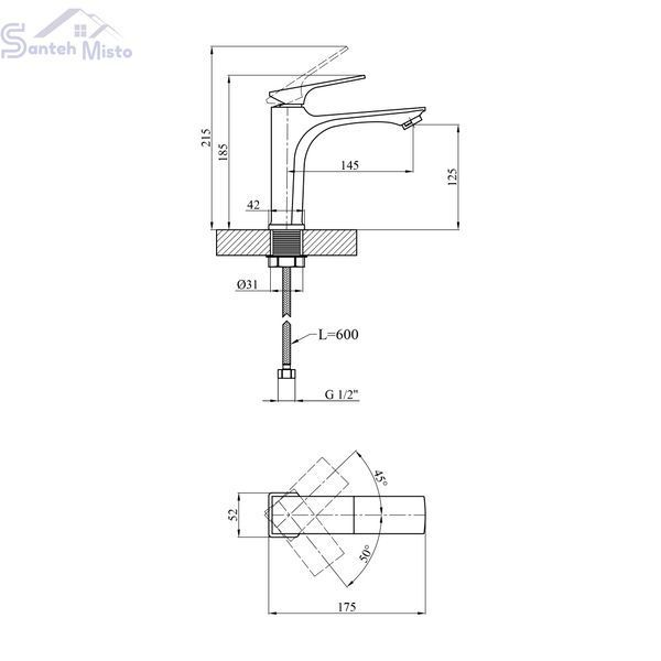 Смеситель для раковины Kroner KRP Vog - GRP010 CV035585 фото