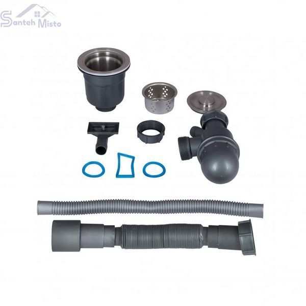 Комплект кухонной мойки Lidz Handmade H6050B Brushed Black PVD 3,0/1,0 мм SM0322 фото