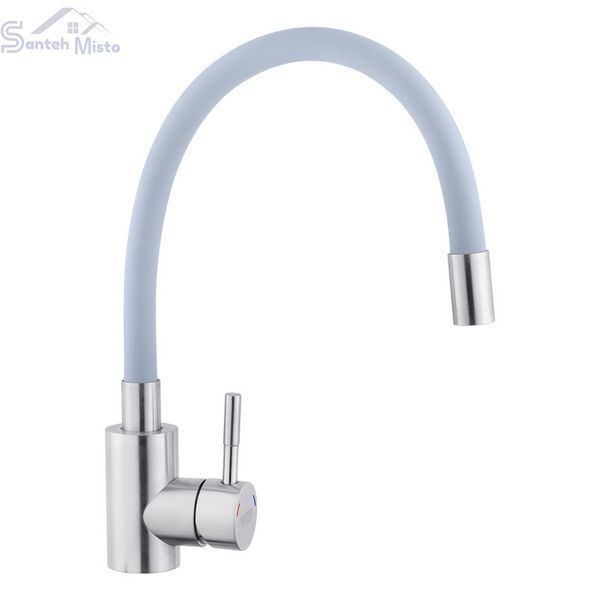 Комплект кухонної мийки Kraft KRF 6045 DECOR (3.0/1.0 мм)+Змішувач для кухні з гнучким виливом Kroner KRP Edelstahl Klassisch - ESG035GRA SM5933 фото