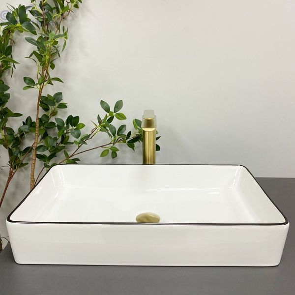 Умивальник (раковина) VBI TRIEST WHITE BLACK EDGE накладний VBI-012710 фото