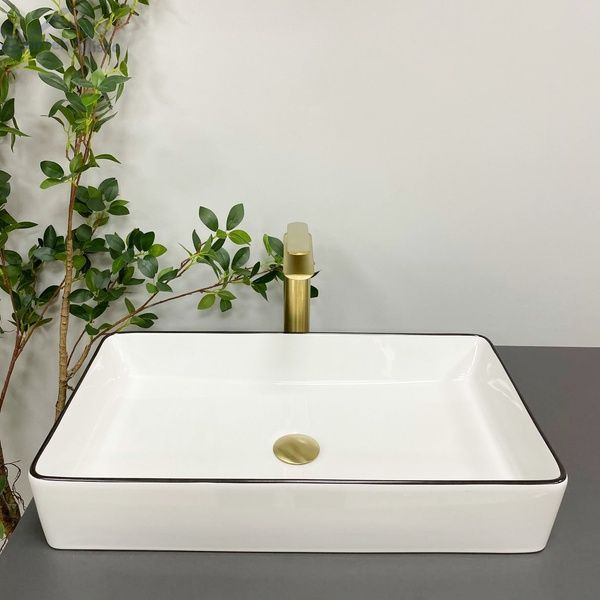 Умивальник (раковина) VBI TRIEST WHITE BLACK EDGE накладний VBI-012710 фото