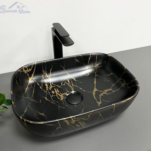 Умывальник (раковина) VBI RAVENNA MARBLE BLACK MATT накладной VBI-011209 фото