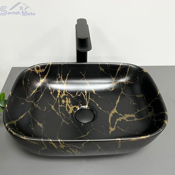 Умывальник (раковина) VBI RAVENNA MARBLE BLACK MATT накладной VBI-011209 фото