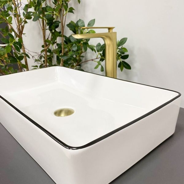 Умивальник (раковина) VBI TRIEST WHITE BLACK EDGE накладний VBI-012710 фото