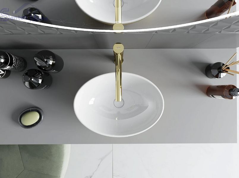 Умывальник (раковина) MEXEN ELZA BRUSHED GOLD WHITE накладной MEX-21014017 фото