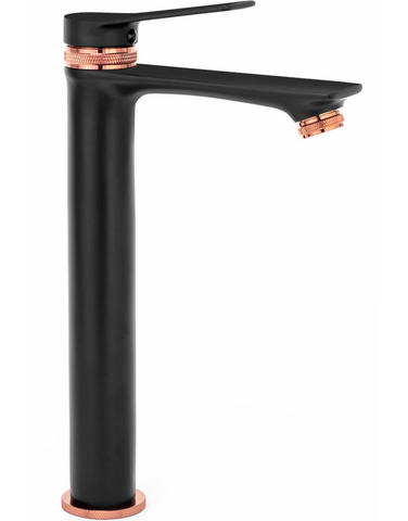 Змішувач для раковини (умивальника) REA VIRAL BLACK ROSE GOLD високий REA-B2026 фото