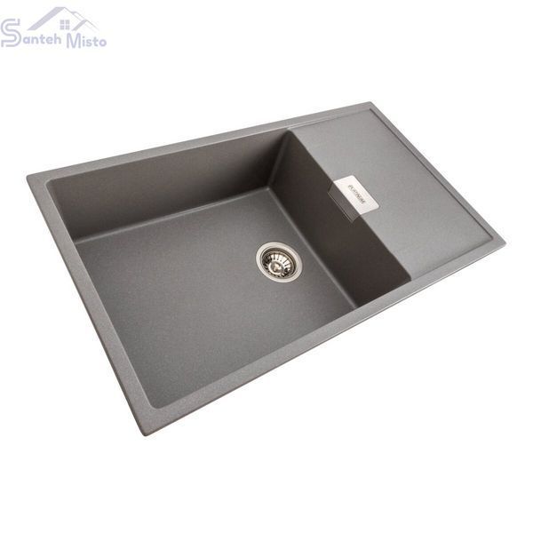 Гранитная мойка для кухни Platinum 8650 DIAMOND матовая (серый муссон) 39827 фото
