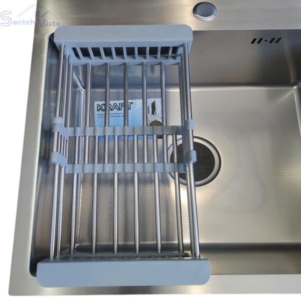 Комплект кухонної мийки Kraft KRF 5050 decor (3.0/1.0 мм)+Змішувач для кухні з гнучким виливом Kroner KRP Edelstahl Klassisch SM2600 фото