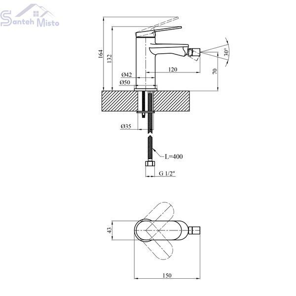 Смеситель для биде Kroner Element 211210-0101 CV035996 фото