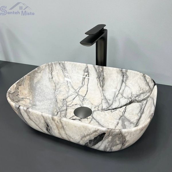 Умивальник (раковина) VBI RAVENNA LIGHT GREY ONYX GLOSSY накладний VBI-011213 фото