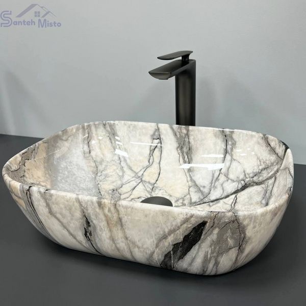 Умивальник (раковина) VBI RAVENNA LIGHT GREY ONYX GLOSSY накладний VBI-011213 фото