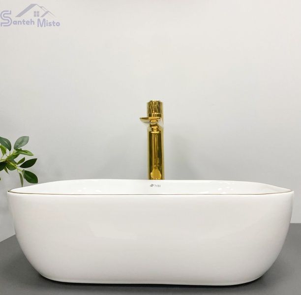 Умивальник (раковина) VBI RAVENNA WHITE GOLD EDGE накладний VBI-011218 фото