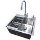 Комплект кухонної мийки Kraft KRF 5050 decor (3.0/1.0 мм)+Змішувач для кухні з гнучким виливом Kroner KRP Edelstahl Klassisch SM2600 фото 1
