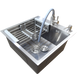 Комплект кухонної мийки Kraft KRF 5050 decor (3.0/1.0 мм)+Змішувач для кухні з гнучким виливом Kroner KRP Edelstahl Klassisch SM2600 фото 6