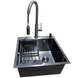 Комплект кухонної мийки Kraft NANO BLACK PVD Декор HS50*50 (3.0/1.0 мм)+Змішувач для кухні з висувним шлангом SМ4088 фото 6