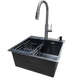 Комплект кухонної мийки Kraft NANO BLACK PVD Декор HS50*50 (3.0/1.0 мм)+Змішувач для кухні з висувним шлангом SМ4088 фото 5