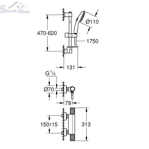 Смеситель термостатический для душа Grohe QuickFix Precision Feel 34791001 CV034495 фото